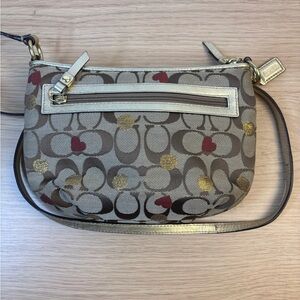 Coach Poppy Laura Secret Admirer Brown/ Gold Signature Women's Bag with Hearts
